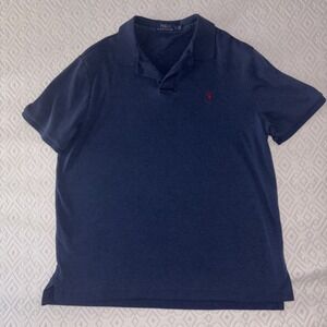 Polo Ralph Lauren Men's Navy Blue XL Polo T-Shirt Dark Red Pony Soft Casual